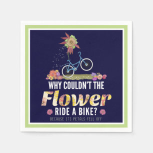 Flower Ride a Bike Joke - Nature Lover Pun Napkin