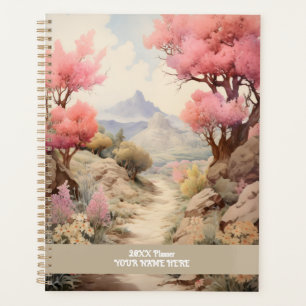 Flower road path mountain view Pink Planner
