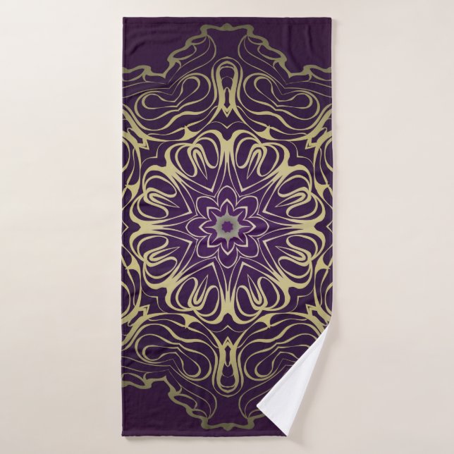 Flower Round Pattern. Illustration. Valentine's, B Bath Towel (Bath Towel)