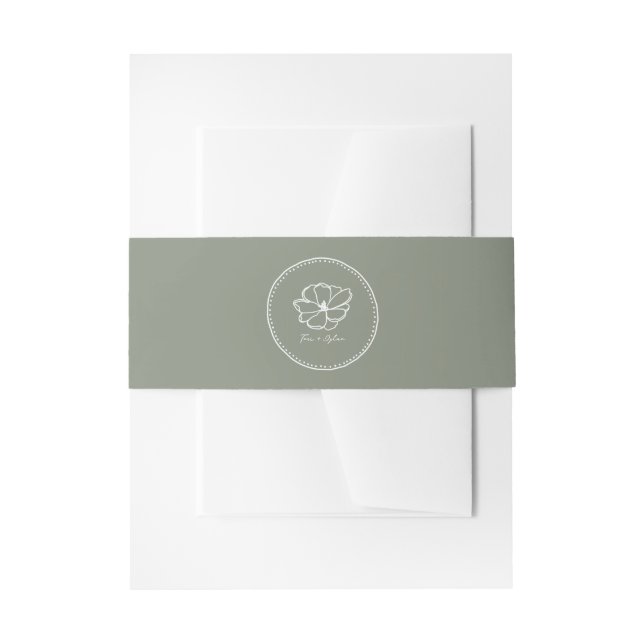 Flower Sage Green Wedding Invitation Belly Band (Front Example)