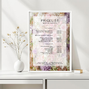 Flower Salon Price List, Salon, Pricelist Poster