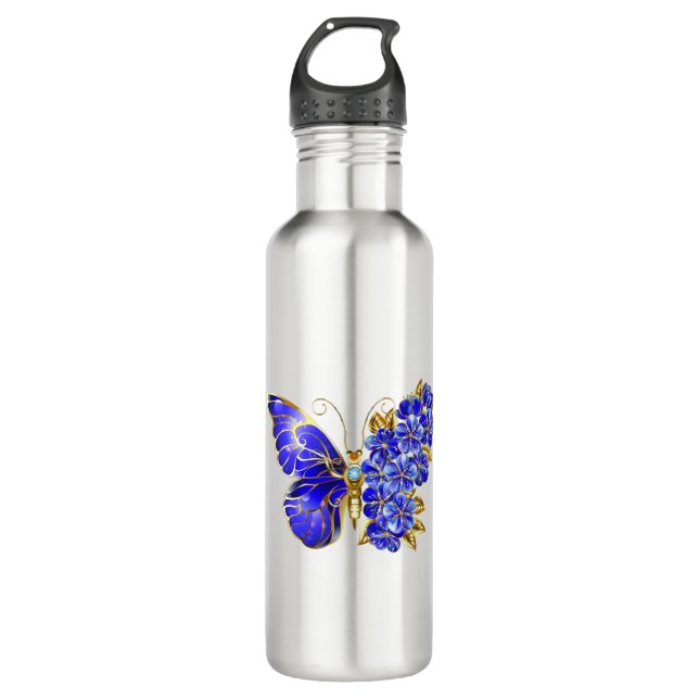 Flower Sapphire Butterfly 710 Ml Water Bottle (Front)