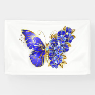 Flower Sapphire Butterfly Banner