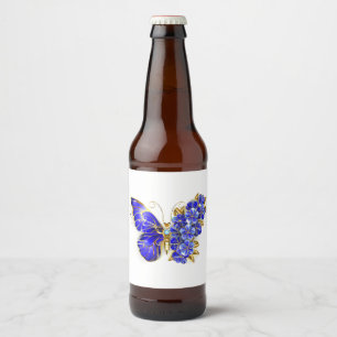 Flower Sapphire Butterfly Beer Bottle Label