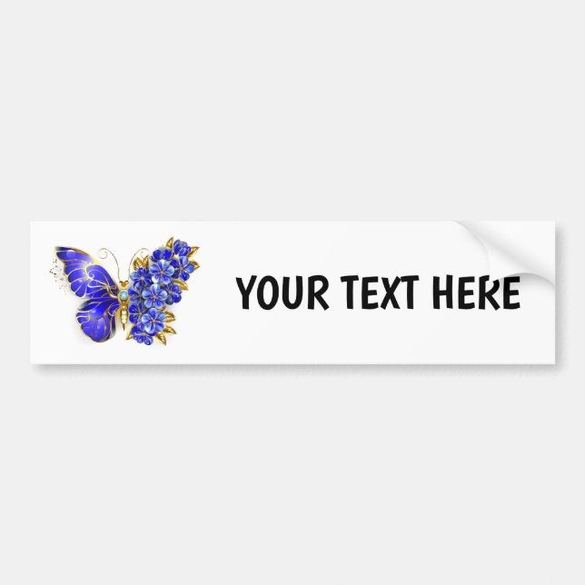 Flower Sapphire Butterfly Bumper Sticker (Front)