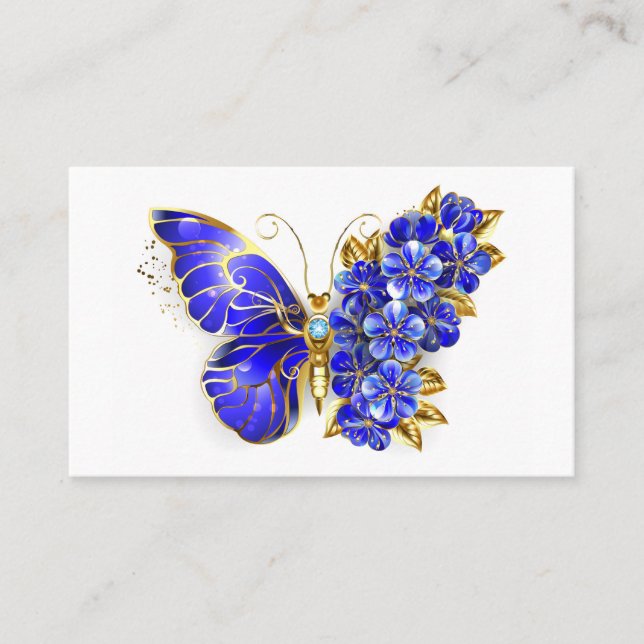 Flower Sapphire Butterfly Business Card (Front)