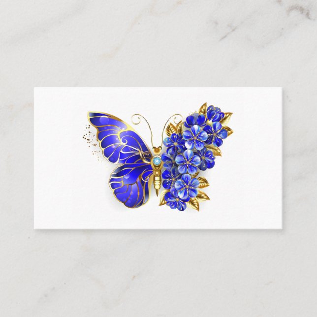 Flower Sapphire Butterfly Calling Card (Front)