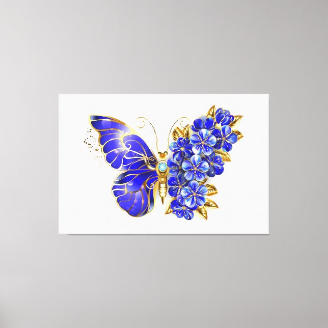 Flower Sapphire Butterfly Canvas Print (Front)