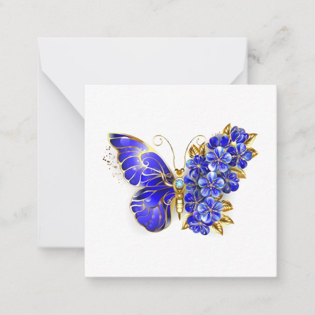Flower Sapphire Butterfly Card (Front)