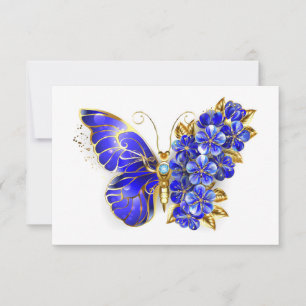 Flower Sapphire Butterfly Card