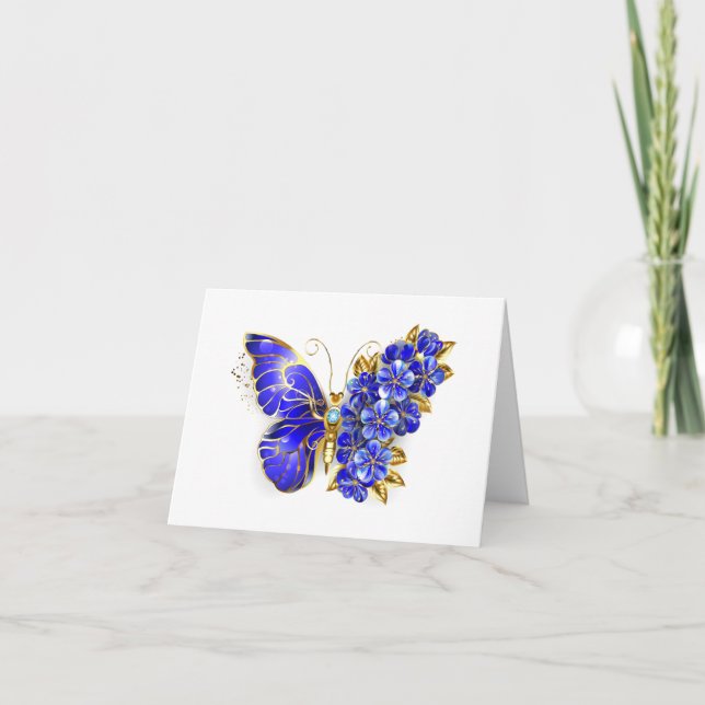 Flower Sapphire Butterfly Card (Front)