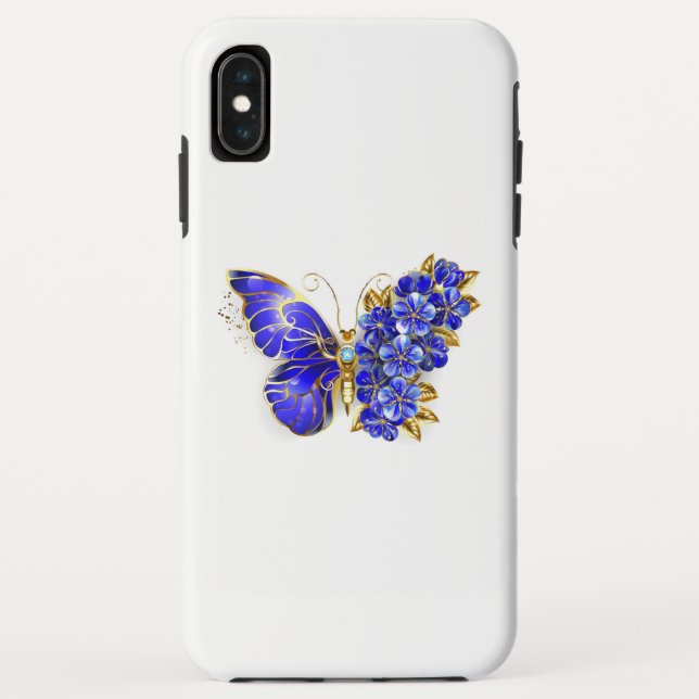 Flower Sapphire Butterfly Case-Mate iPhone Case (Back)