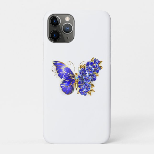 Flower Sapphire Butterfly Case-Mate iPhone Case (Back)