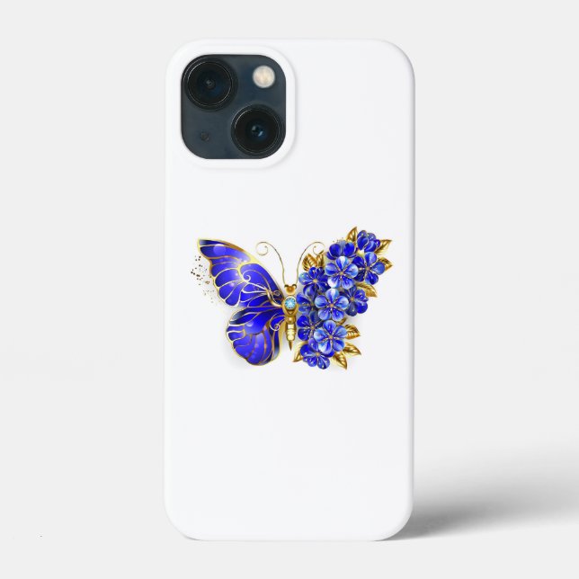 Flower Sapphire Butterfly Case-Mate iPhone Case (Back)