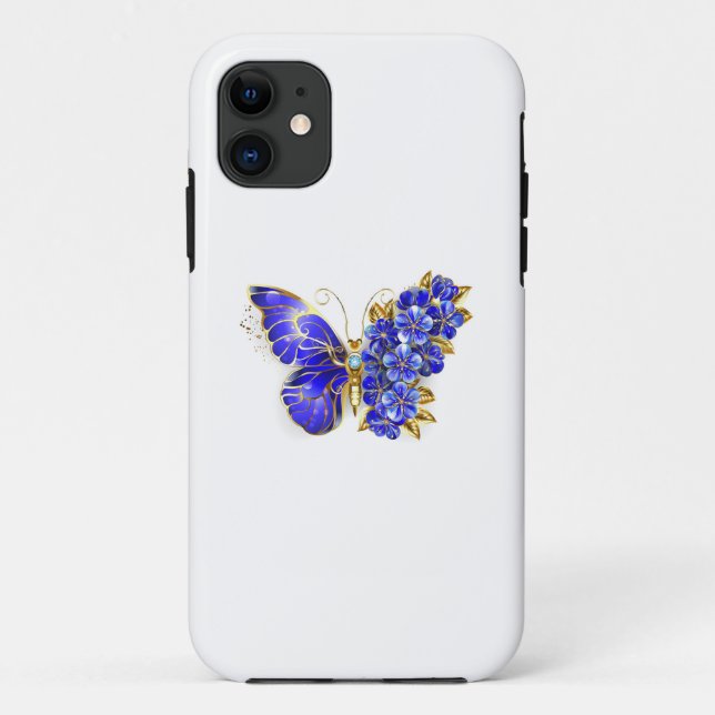 Flower Sapphire Butterfly Case-Mate iPhone Case (Back)