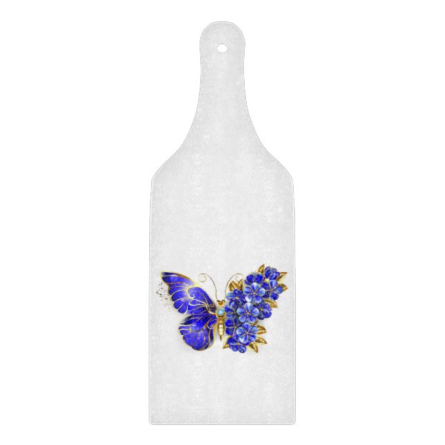Flower Sapphire Butterfly Cutting Board (Front)