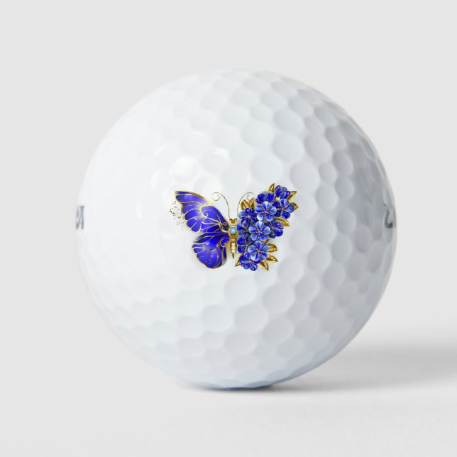 Flower Sapphire Butterfly Golf Balls (Front)