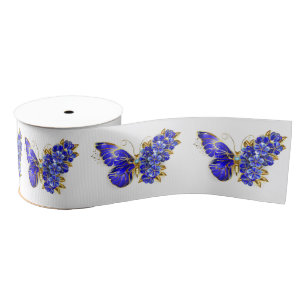 Flower Sapphire Butterfly Grosgrain Ribbon