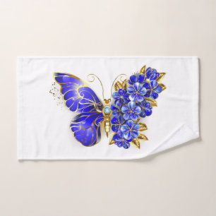 Flower Sapphire Butterfly Hand Towel