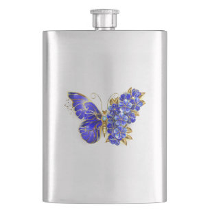 Flower Sapphire Butterfly Hip Flask