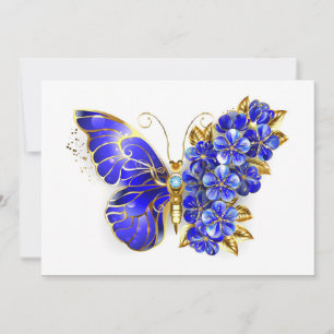 Flower Sapphire Butterfly Invitation