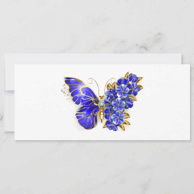 Flower Sapphire Butterfly Invitation (Front)