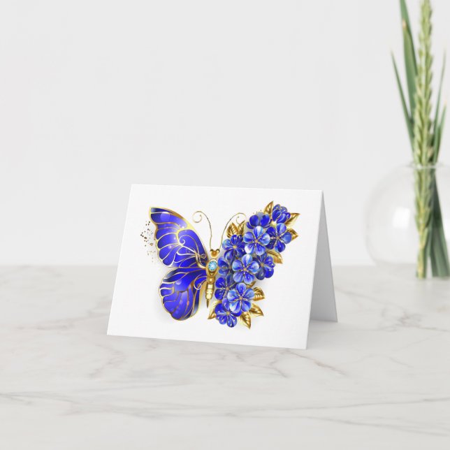 Flower Sapphire Butterfly Invitation (Front)