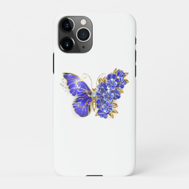 Flower Sapphire Butterfly iPhone Case (Back)