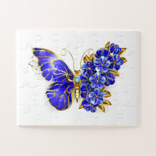 Flower Sapphire Butterfly Jigsaw Puzzle