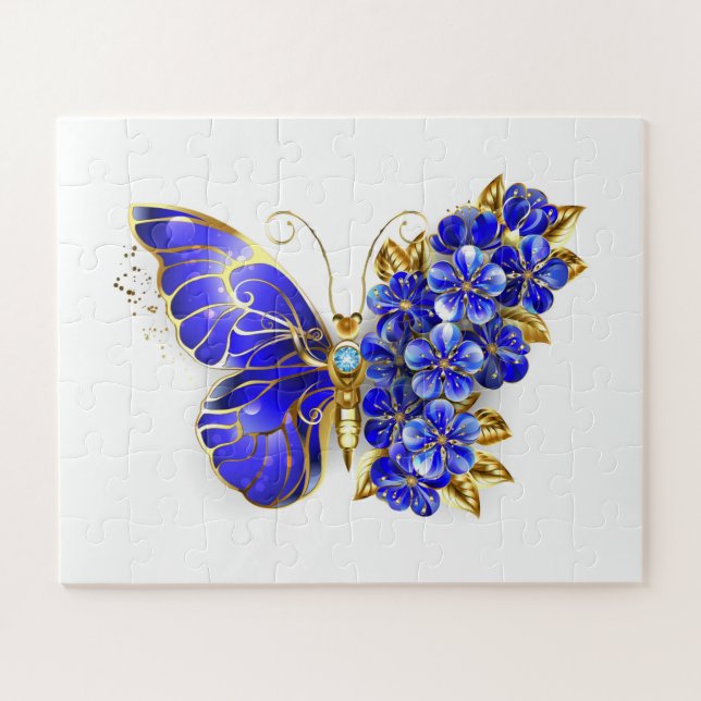 Flower Sapphire Butterfly Jigsaw Puzzle (Horizontal)
