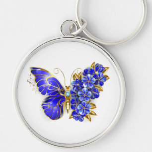 Flower Sapphire Butterfly Key Ring