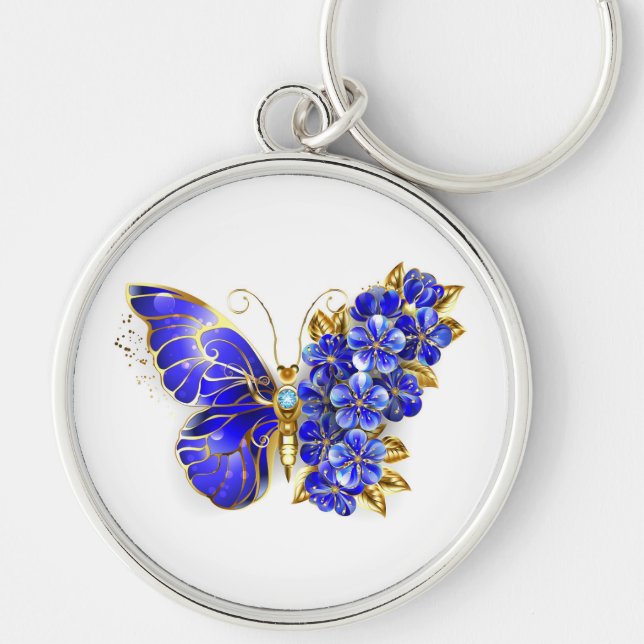 Flower Sapphire Butterfly Key Ring (Front)