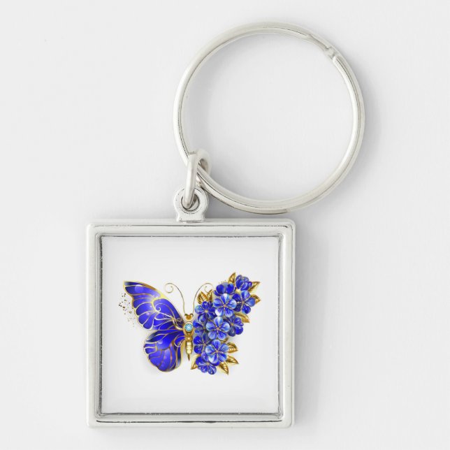 Flower Sapphire Butterfly Key Ring (Front)