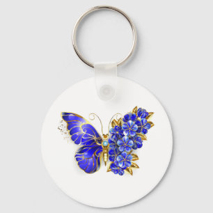 Flower Sapphire Butterfly Key Ring
