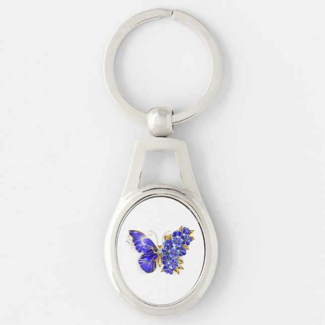 Flower Sapphire Butterfly Key Ring (Front)