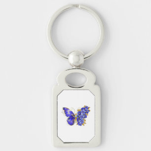 Flower Sapphire Butterfly Key Ring