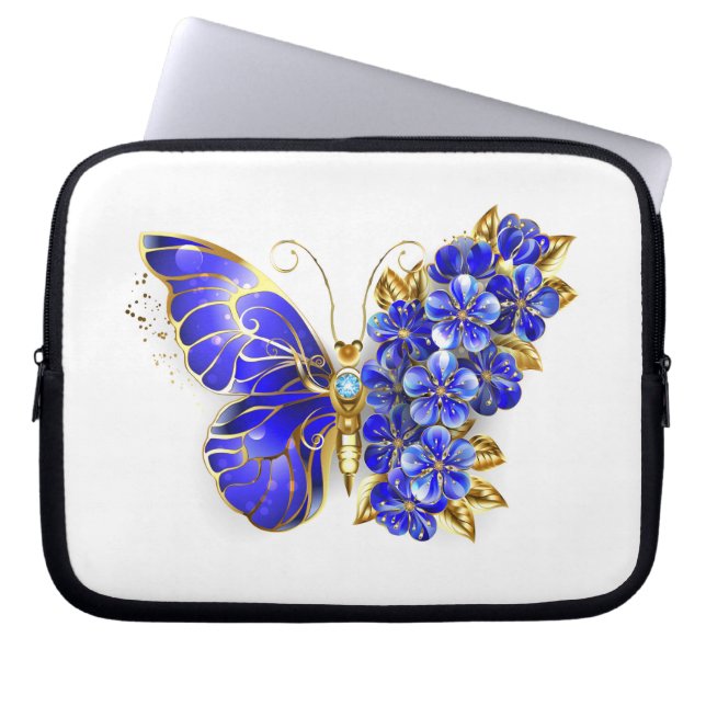 Flower Sapphire Butterfly Laptop Sleeve (Front)
