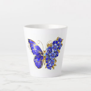 Flower Sapphire Butterfly Latte Mug