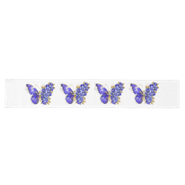 Flower Sapphire Butterfly Long Table Runner (Horizontal)