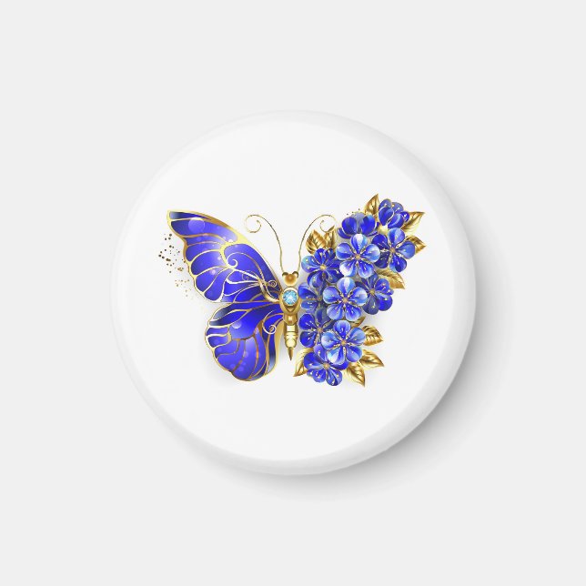 Flower Sapphire Butterfly Magnet (Front)