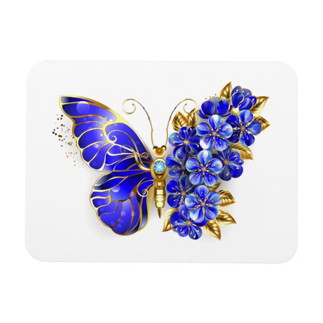 Flower Sapphire Butterfly Magnet (Horizontal)