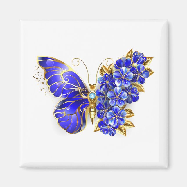 Flower Sapphire Butterfly Magnet (Front)