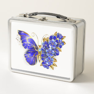 Flower Sapphire Butterfly Metal Lunch Box