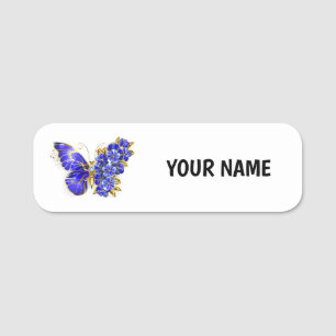Flower Sapphire Butterfly Name Tag
