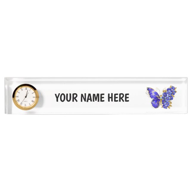 Flower Sapphire Butterfly Nameplate (Front)