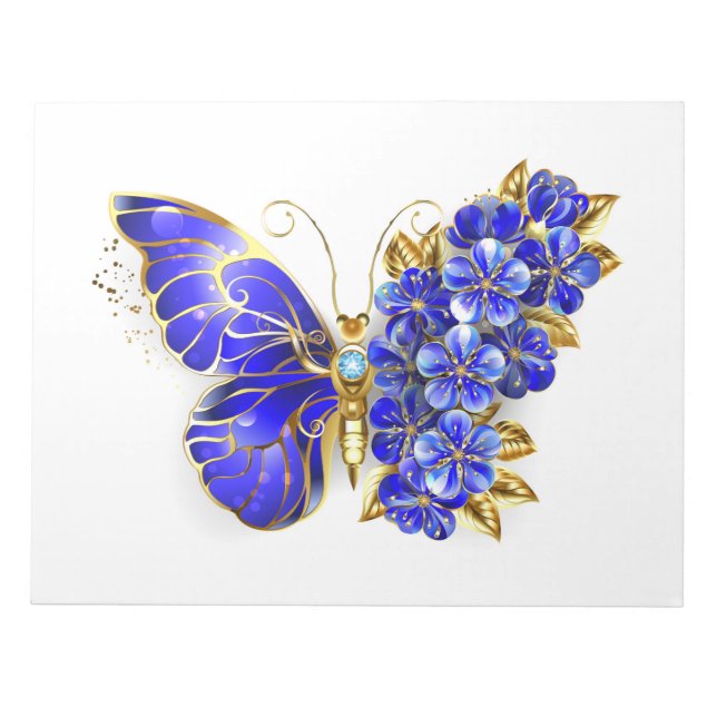 Flower Sapphire Butterfly Notepad (Front)