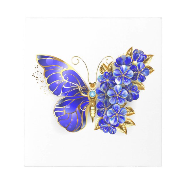 Flower Sapphire Butterfly Notepad (Front)
