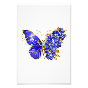 Flower Sapphire Butterfly Photo Print