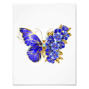 Flower Sapphire Butterfly Photo Print