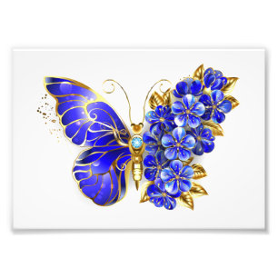 Flower Sapphire Butterfly Photo Print